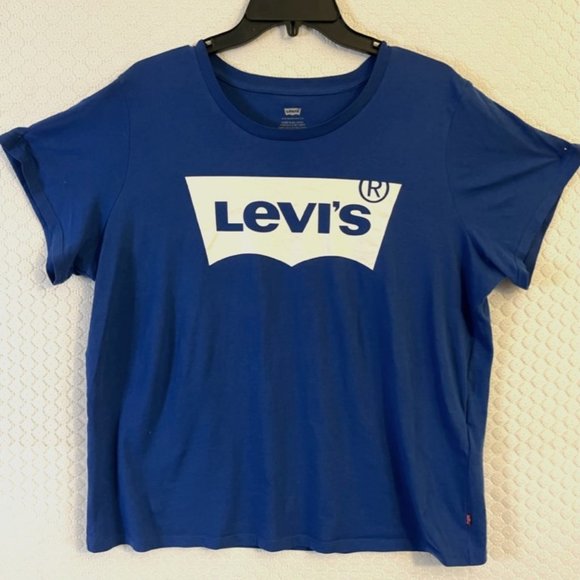 Levi's Royal Blue Cotton T Shirt with White Logo Size 1X - Picture 1 of 5